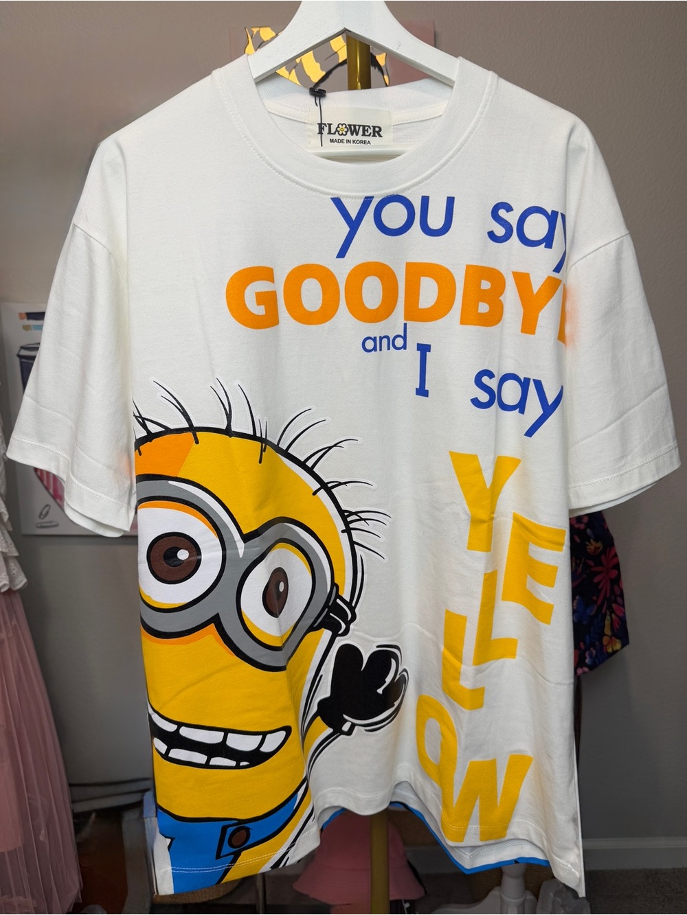 White & Yellow Graphic Minion Short Sleeve Tee